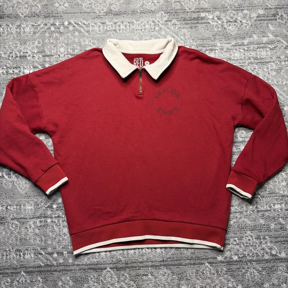 Taylor Swift Red Merch All Too Well 1/4 Zip Pullover Sweatshirt Womens Medium